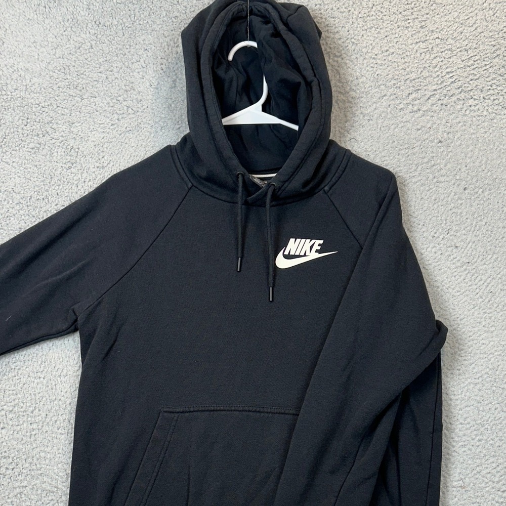 Nike Hoodie Sweatshirt Mens Small Pullover Black Drawstring Graphic Long Sleeve